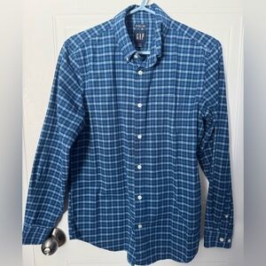 GAP Men's Casual Blue Checkered Shirt